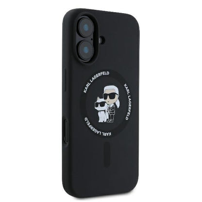 Калъф MagSafe за Apple iPhone 16 Plus, Karl Lagerfeld, Silicone Ring Karl & Choupette, Черен