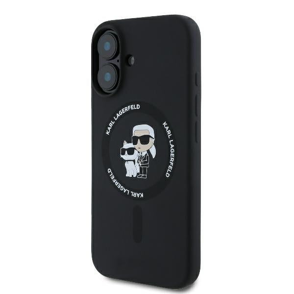 Калъф MagSafe за Apple iPhone 16 Plus, Karl Lagerfeld, Silicone Ring Karl & Choupette, Черен