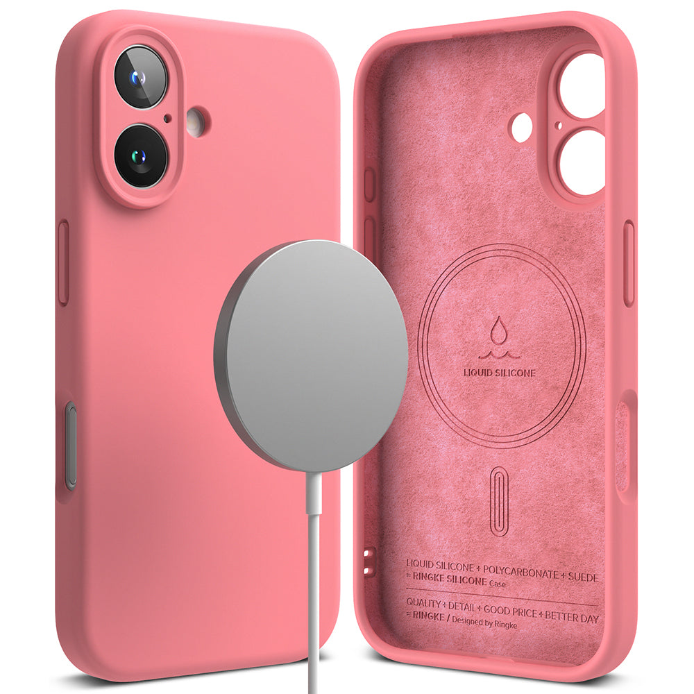 Калъф MagSafe за Apple iPhone 16 Plus, Ringke, Силикон, Розов