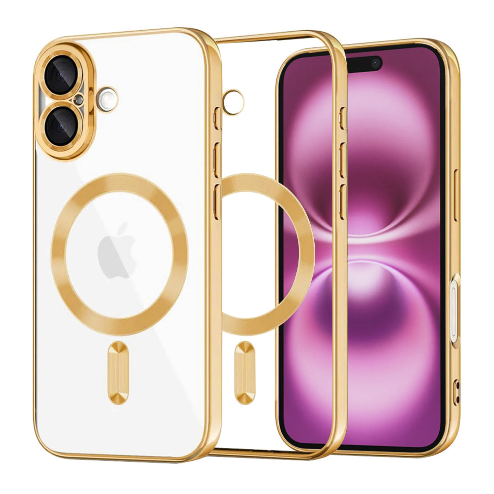 Калъф MagSafe за Apple iPhone 16 Plus, Techsuit, Luxury Crystal, Златист