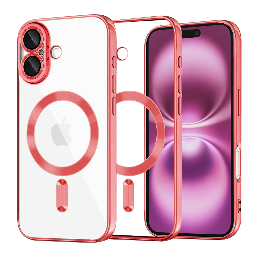 Калъф MagSafe за Apple iPhone 16 Plus, Techsuit, Luxury Crystal, Червен