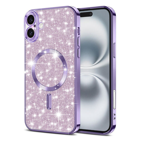 Калъф MagSafe за Apple iPhone 16 Plus, Techsuit, Luxury Glitter, Светло лилав
