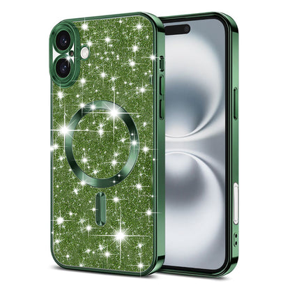 Калъф MagSafe за Apple iPhone 16 Plus, Techsuit, Luxury Glitter, Тъмнозелен