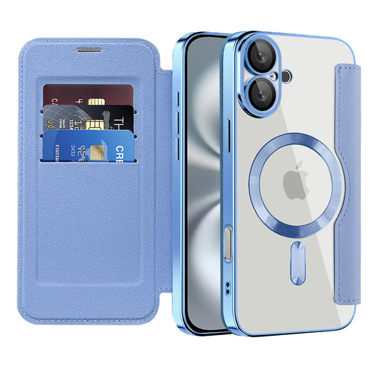 Калъф MagSafe за Apple iPhone 16 Plus, Techsuit, SmartMag Book, Син