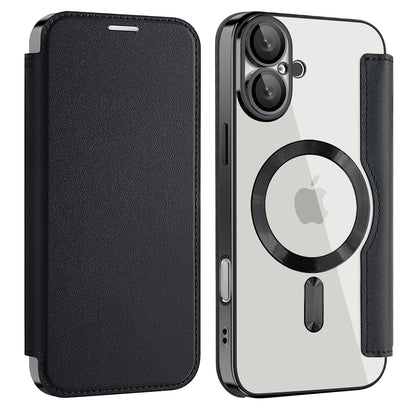 MagSafe Case for Apple iPhone 16 Plus, Techsuit, SmartMag Book, Black