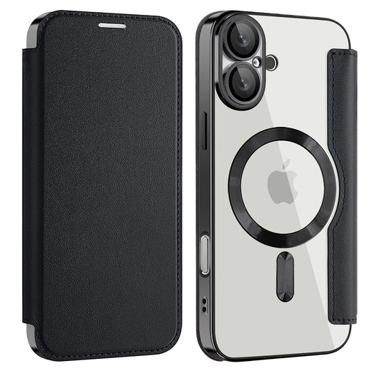 Калъф MagSafe за Apple iPhone 16 Plus, Techsuit, SmartMag Book, Черен