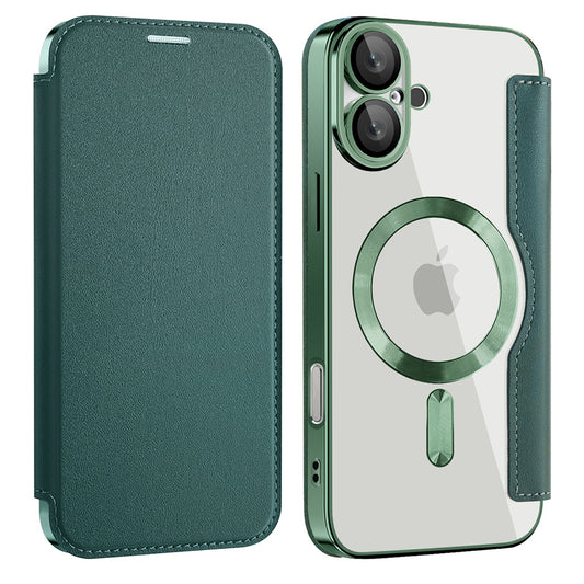 Калъф MagSafe за Apple iPhone 16 Plus, Techsuit, SmartMag Book, Зелен