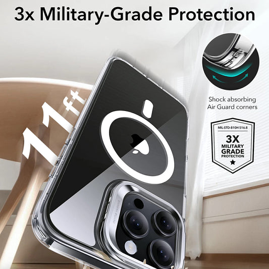 Калъф MagSafe за Apple iPhone 16 Pro, ESR, Classic Hybrid Kickstand, Прозрачно Сив