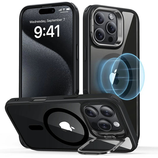 Калъф MagSafe за Apple iPhone 16 Pro, ESR, Classic Hybrid Kickstand, Прозрачен черен