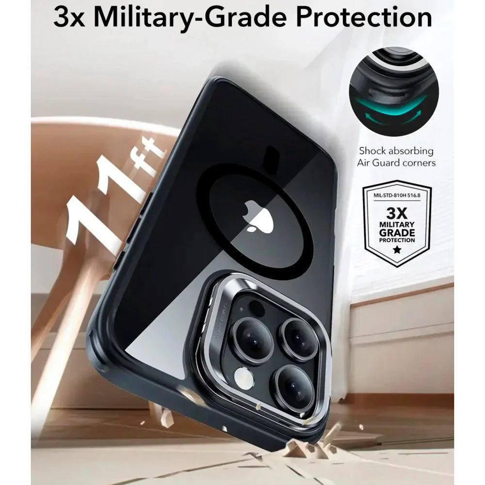 Калъф MagSafe за Apple iPhone 16 Pro, ESR, Classic Hybrid Kickstand Slide, Прозрачен Черен