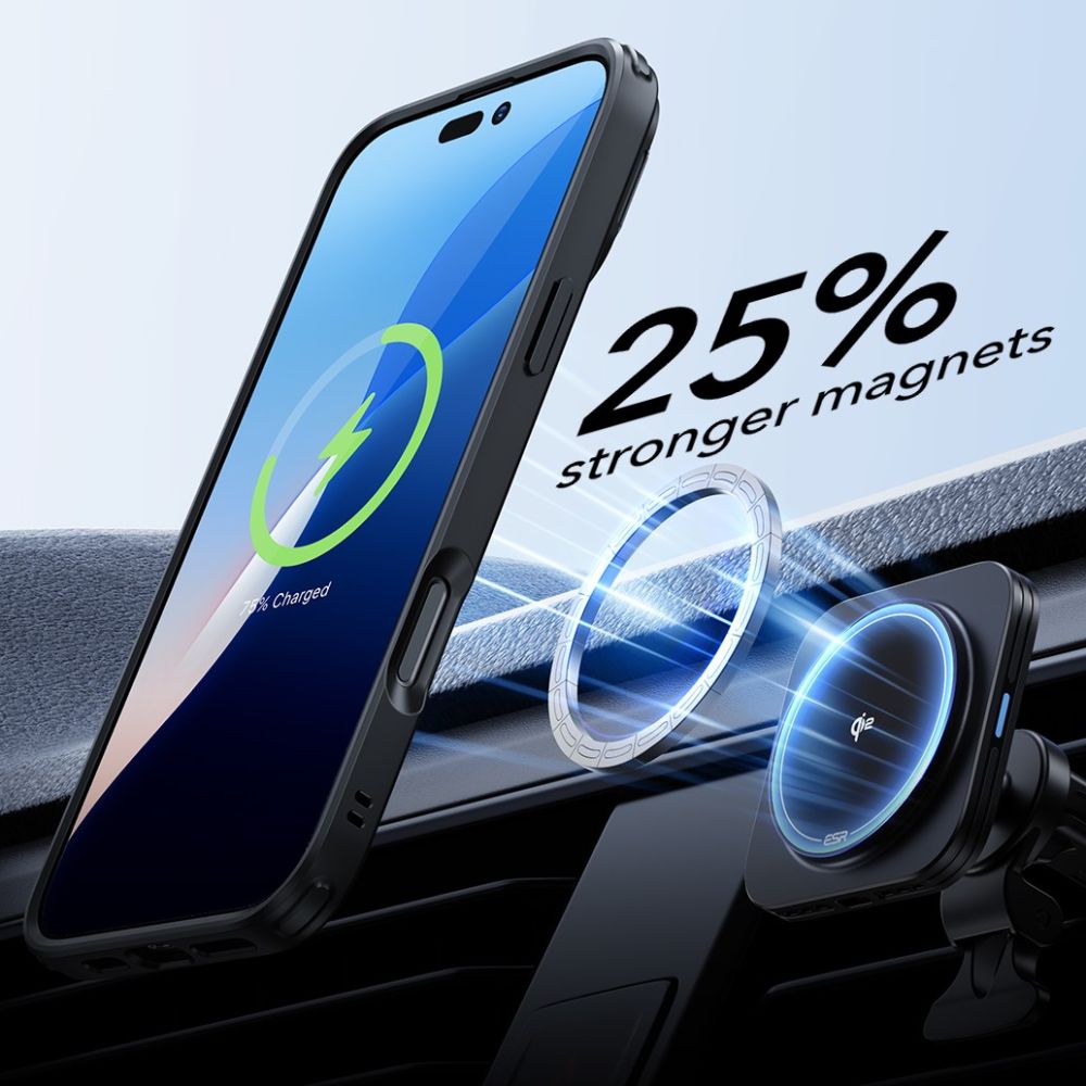 Калъф MagSafe за Apple iPhone 16 Pro, ESR, Classic Hybrid Kickstand със защита за екрана, Прозрачен Черен