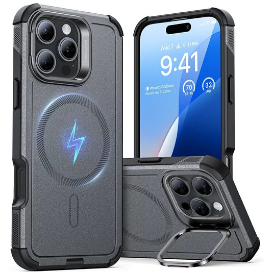 Калъф MagSafe за Apple iPhone 16 Pro, ESR, Cyber Armor Kickstand, Сив