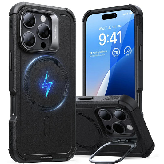 Калъф MagSafe за Apple iPhone 16 Pro, ESR, Cyber Armor Kickstand, Черен