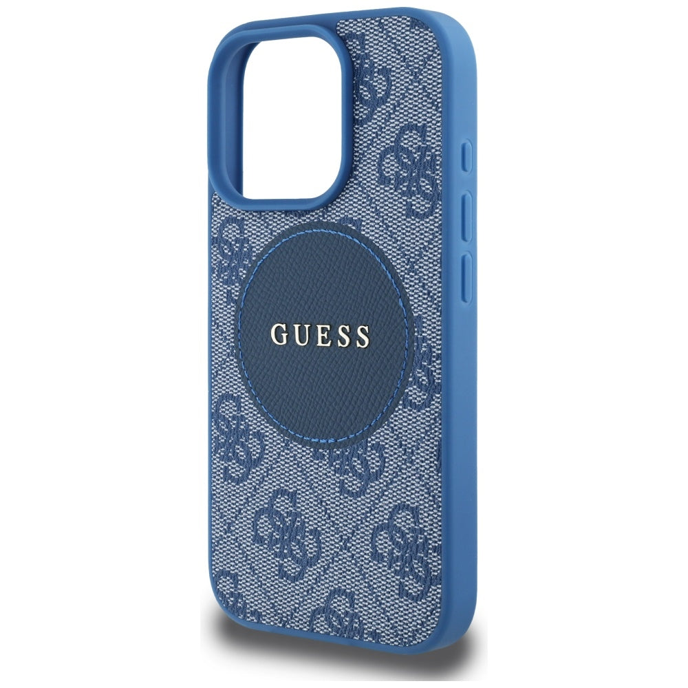 Калъф MagSafe за Apple iPhone 16 Pro, Guess, 4G Circle Classic Logo, Син