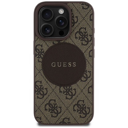 Калъф MagSafe за Apple iPhone 16 Pro, Guess, 4G Circle Classic Logo, Кафяв