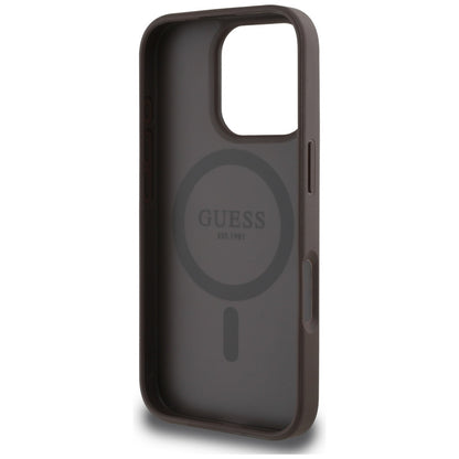 Калъф MagSafe за Apple iPhone 16 Pro, Guess, 4G Circle Classic Logo, Кафяв
