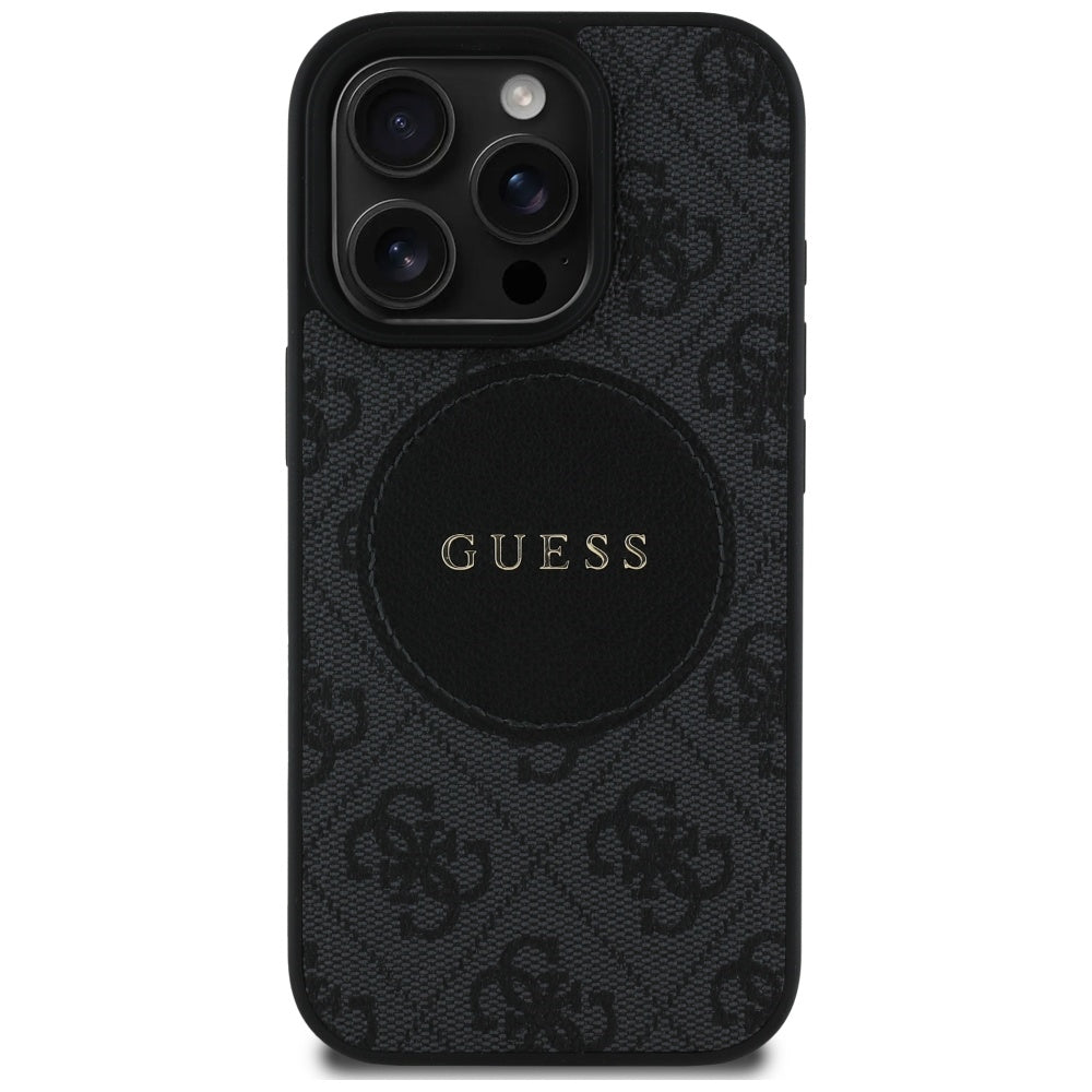 Калъф MagSafe за Apple iPhone 16 Pro, Guess, 4G Circle Classic Logo, Черен