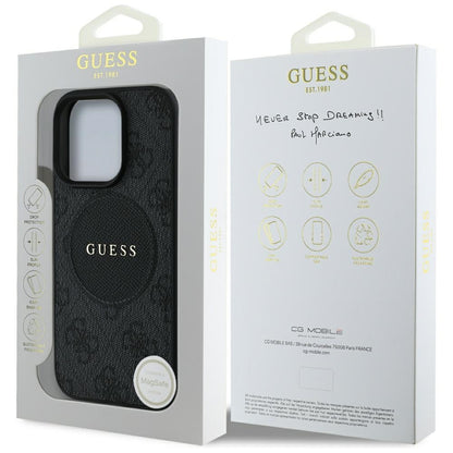 Калъф MagSafe за Apple iPhone 16 Pro, Guess, 4G Circle Classic Logo, Черен