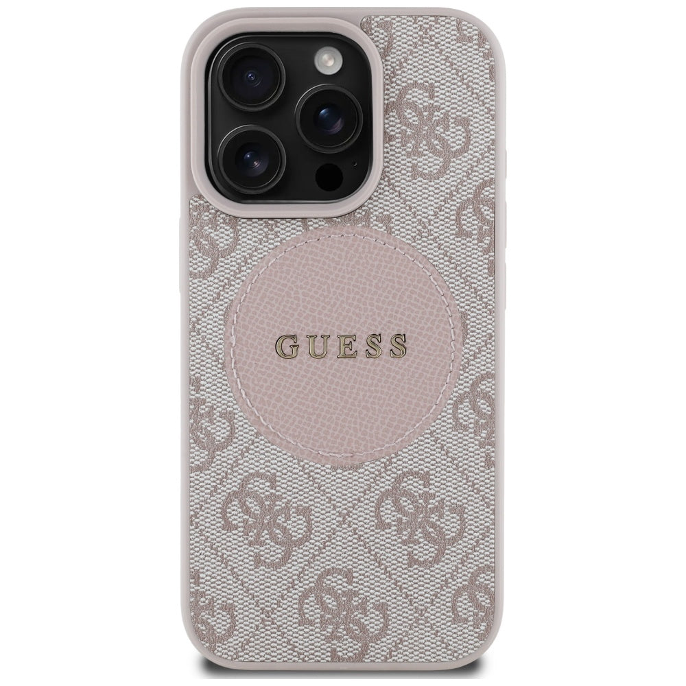 Калъф MagSafe за Apple iPhone 16 Pro, Guess, 4G Circle Classic Logo, Розов