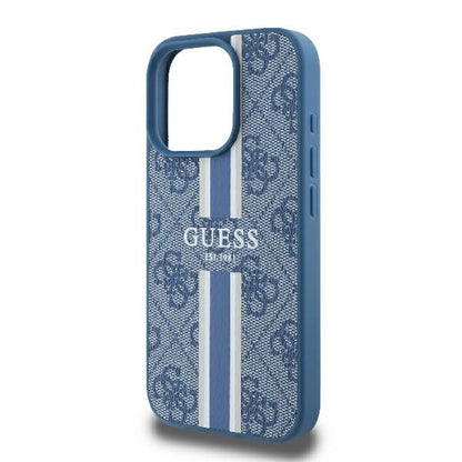 Калъф MagSafe за Apple iPhone 16 Pro, Guess, 4G Printed Stripes, Син
