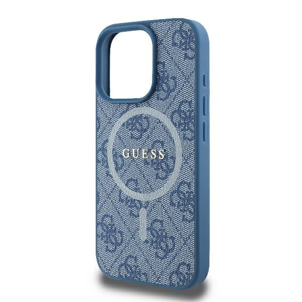 Калъф MagSafe за Apple iPhone 16 Pro, Guess, 4G Ring Classic Logo, Син