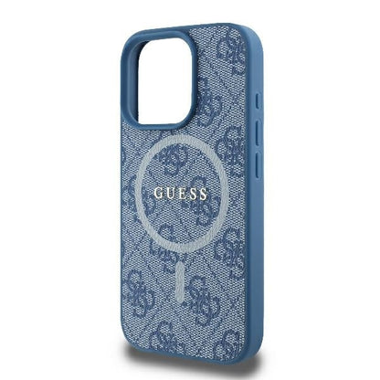 Калъф MagSafe за Apple iPhone 16 Pro, Guess, 4G Ring Classic Logo, Син