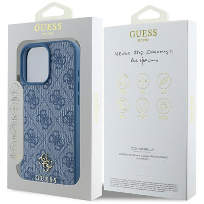 Калъф MagSafe за Apple iPhone 16 Pro, Guess, 4G Small and Classic Logo, Син