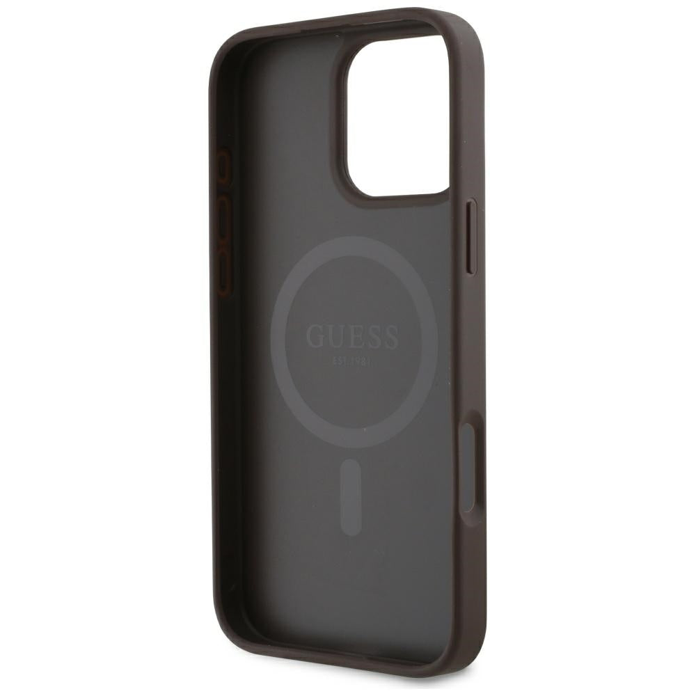 Калъф MagSafe за Apple iPhone 16 Pro, Guess, 4G Small and Classic Logo, Кафяв