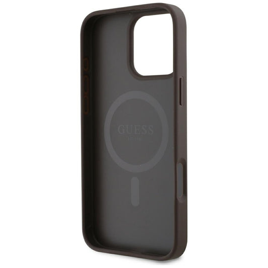 Калъф MagSafe за Apple iPhone 16 Pro, Guess, 4G Small and Classic Logo, Кафяв