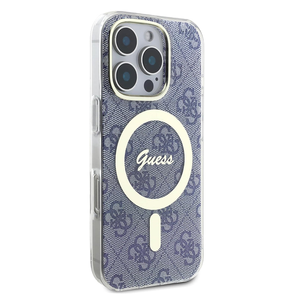 Калъф MagSafe за Apple iPhone 16 Pro, Guess, IML 4G, Син
