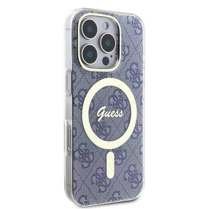 Калъф MagSafe за Apple iPhone 16 Pro, Guess, IML 4G, Син