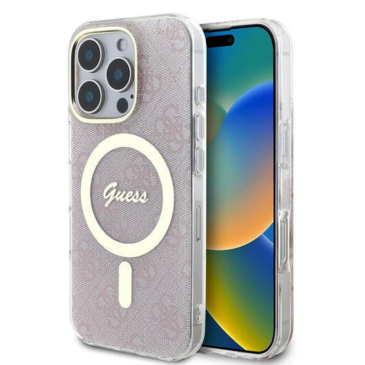 Калъф MagSafe за Apple iPhone 16 Pro, Guess, IML 4G, Розов