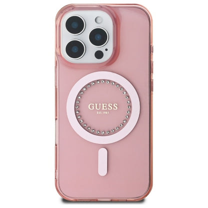 Калъф MagSafe за Apple iPhone 16 Pro, Guess, IML Rhinestone, Розов