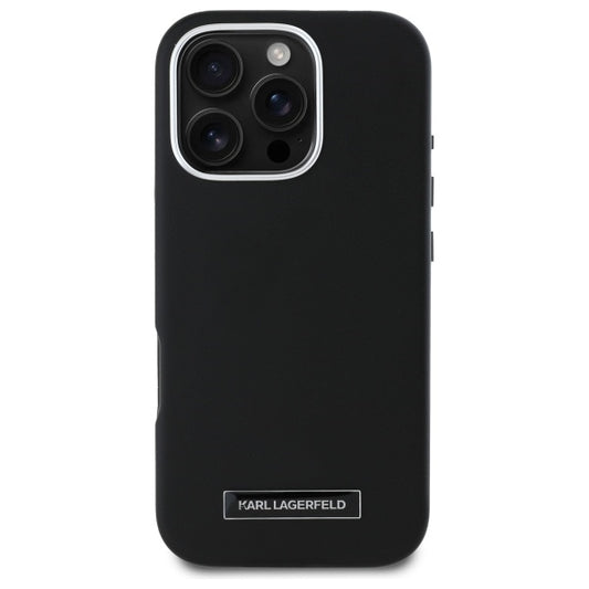 Калъф MagSafe за Apple iPhone 16 Pro, Karl Lagerfeld, FW Metal Plate, Черен