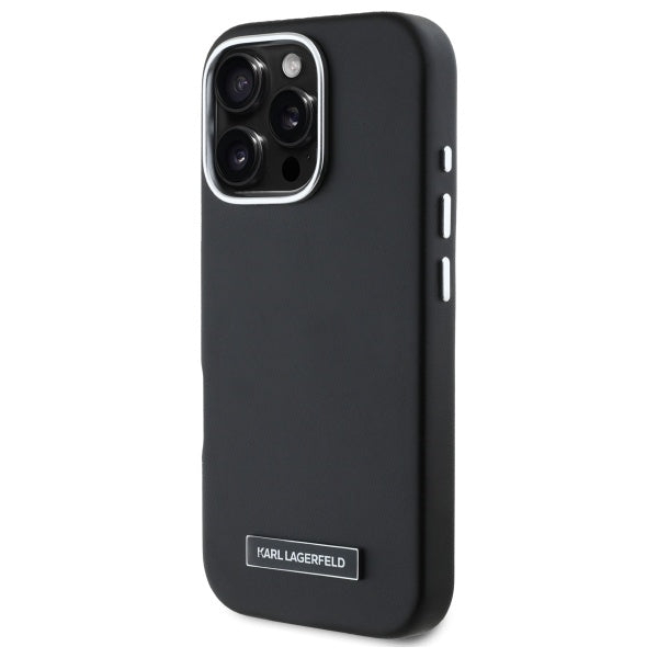 Калъф MagSafe за Apple iPhone 16 Pro, Karl Lagerfeld, FW Metal Plate, Черен