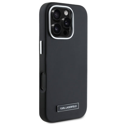 Калъф MagSafe за Apple iPhone 16 Pro, Karl Lagerfeld, FW Metal Plate, Черен