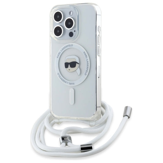 Калъф MagSafe за Apple iPhone 16 Pro, Karl Lagerfeld, IML Crossbody Karl's Head, Прозрачен