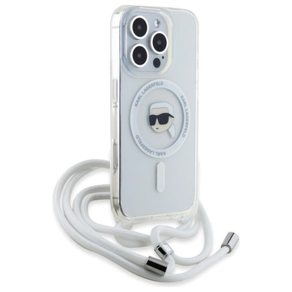 Калъф MagSafe за Apple iPhone 16 Pro, Karl Lagerfeld, IML Crossbody Karl's Head, Прозрачен