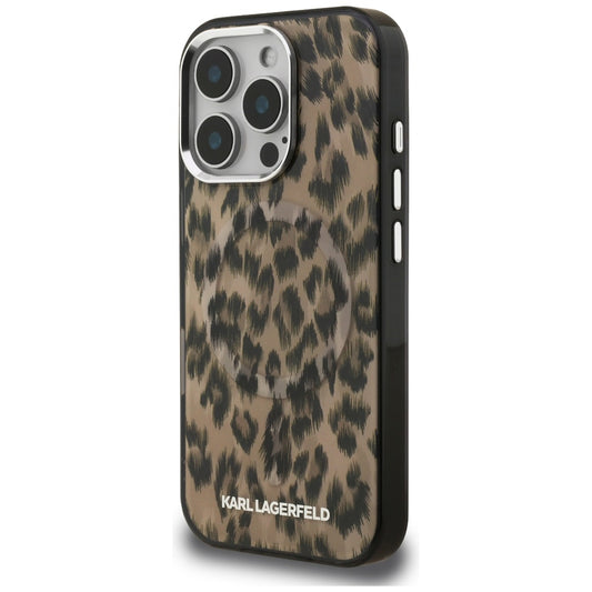 Калъф MagSafe за Apple iPhone 16 Pro, Karl Lagerfeld, IML Leopard Pattern, Кафяв