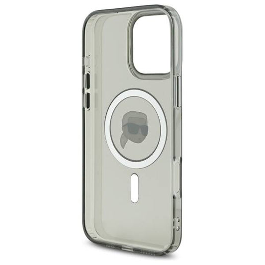 Калъф MagSafe за Apple iPhone 16 Pro, Karl Lagerfeld, IML Metal Karl's Head, Черен