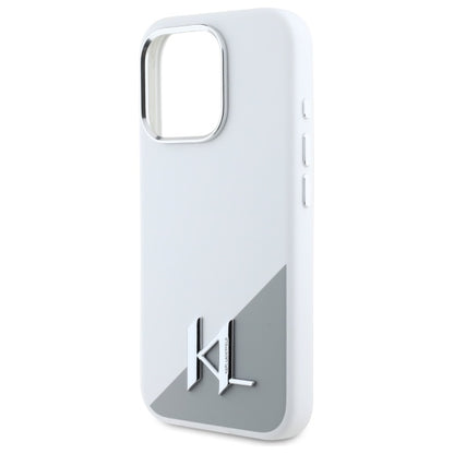 Husa MagSafe за Apple iPhone 16 Pro, Karl Lagerfeld, Silicone Shadow Metal Initial, Бяла