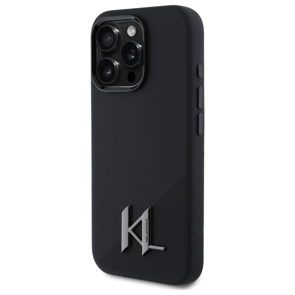 Калъф MagSafe за Apple iPhone 16 Pro, Karl Lagerfeld, Silicone Shadow Metal Initial, Черен