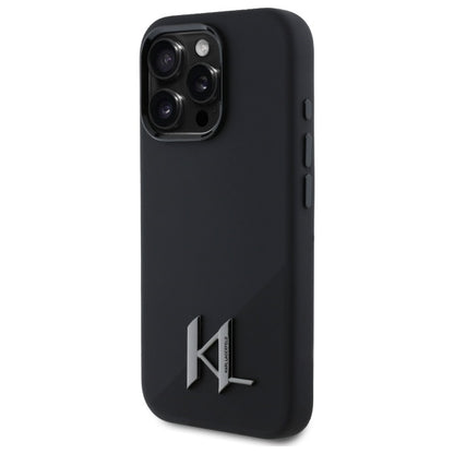 Калъф MagSafe за Apple iPhone 16 Pro, Karl Lagerfeld, Silicone Shadow Metal Initial, Черен