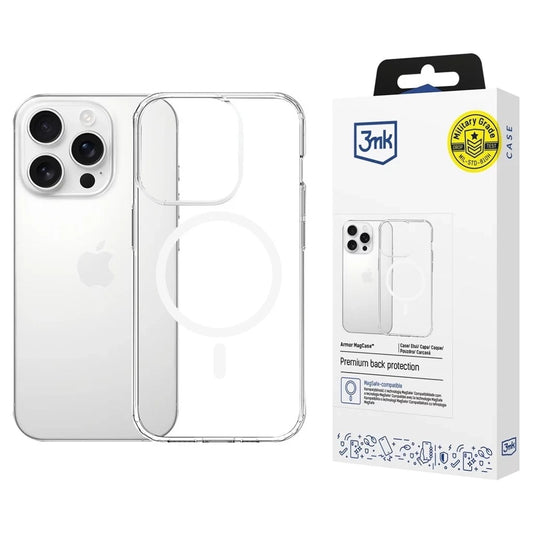 MagSafe калъф за Apple iPhone 16 Pro Max, 3MK, Armor MagCase, Прозрачен