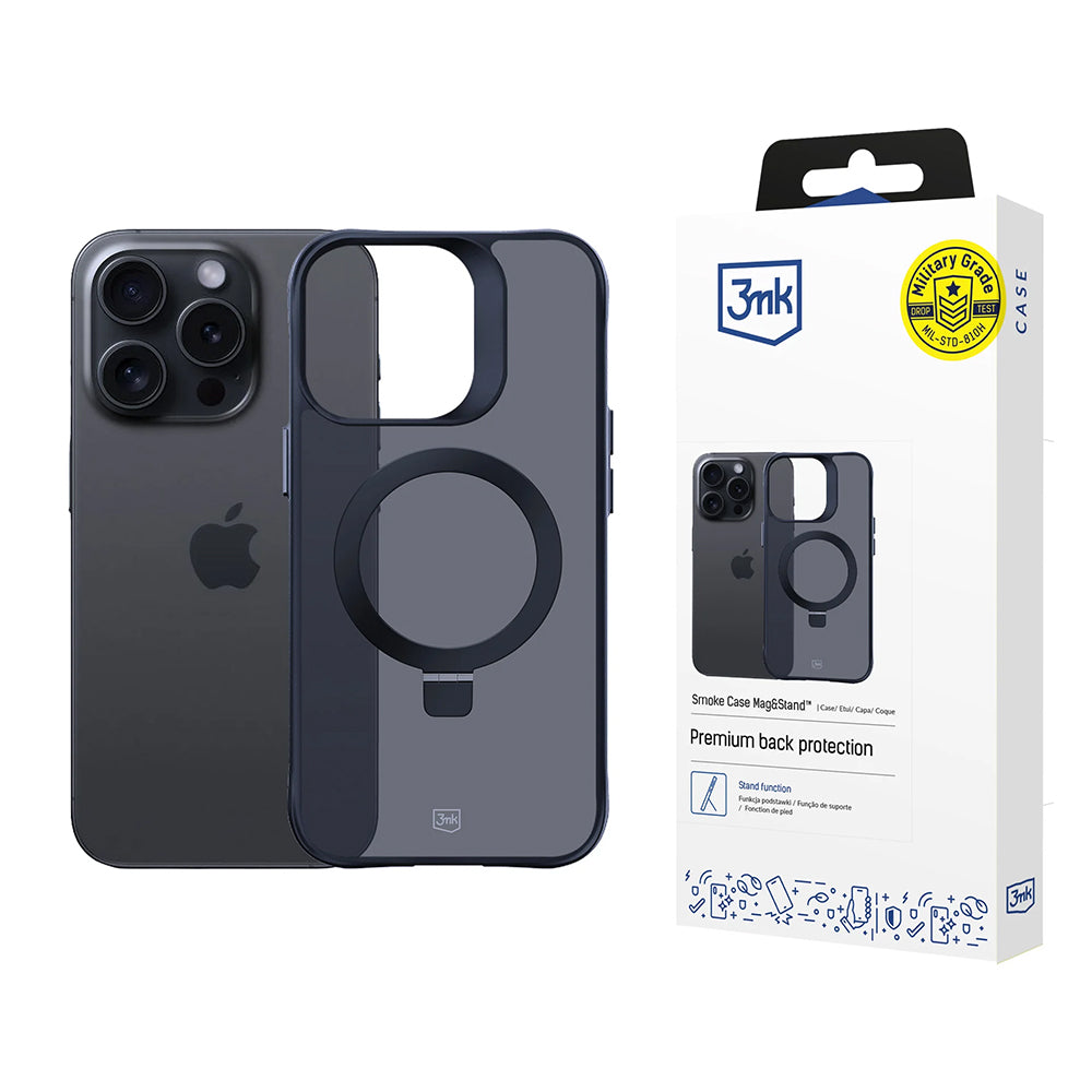 MagSafe калъф за Apple iPhone 16 Pro Max, 3MK, Smoke MagStand, Черен