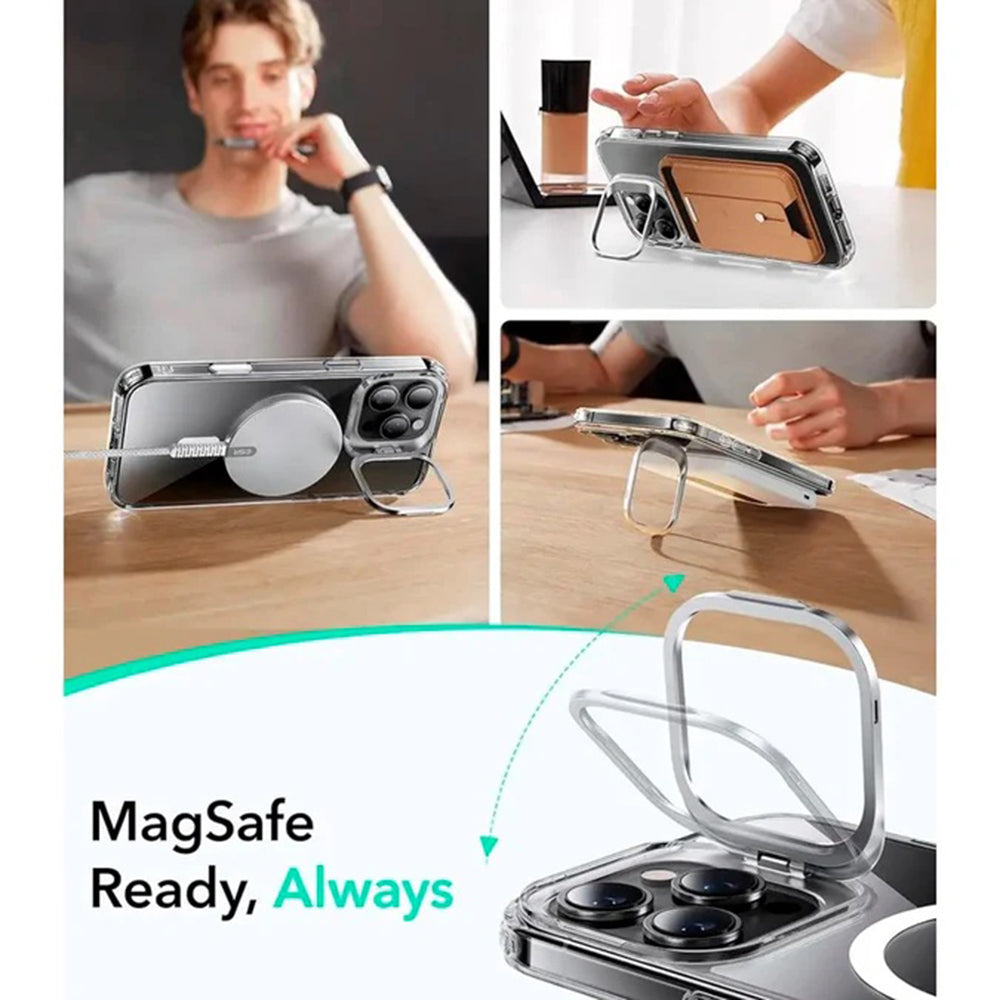 Калъф MagSafe за Apple iPhone 16 Pro Max, ESR, Classic Hybrid Kickstand Slide, Прозрачен