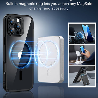 MagSafe Case for Apple iPhone 16 Pro Max, ESR, Classic Hybrid, Black Transparent