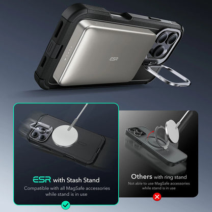 Калъф MagSafe за Apple iPhone 16 Pro Max, ESR, Cyber Armor Kickstand, Зелен