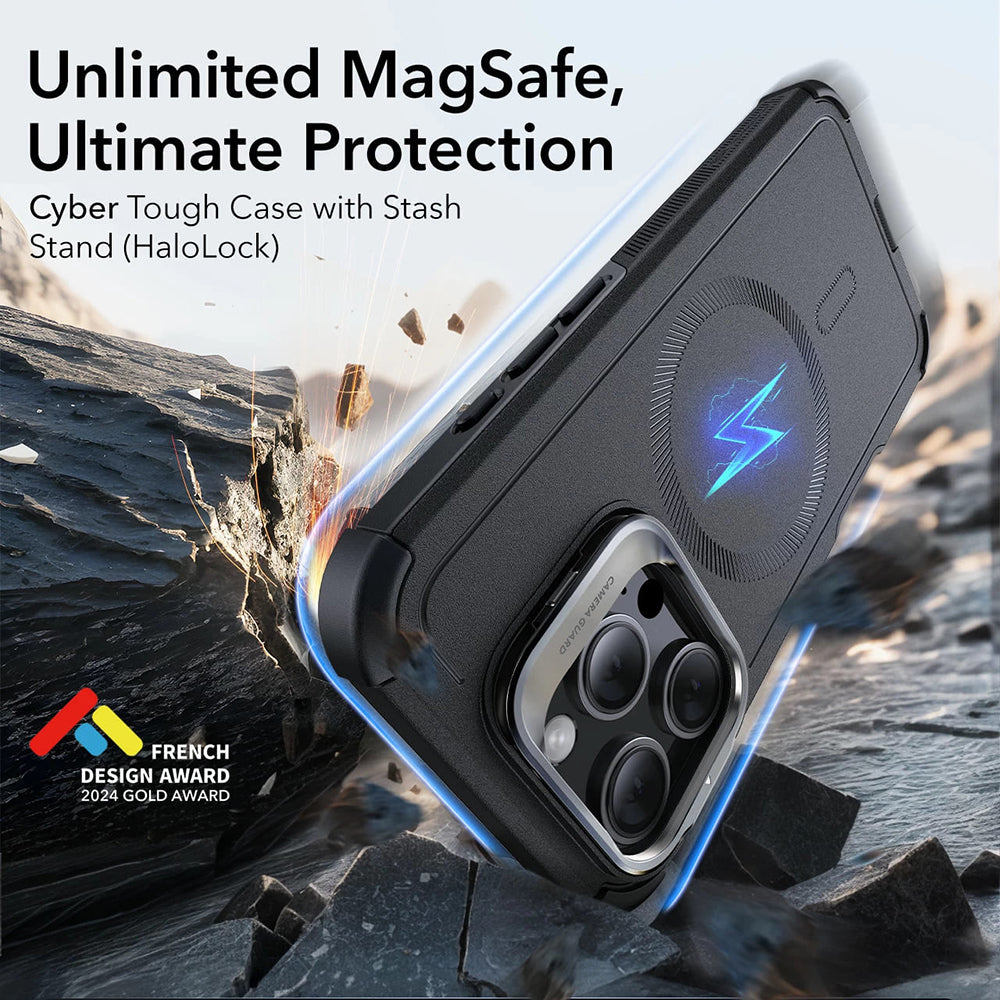 Калъф MagSafe за Apple iPhone 16 Pro Max, ESR, Cyber Armor Kickstand, Зелен