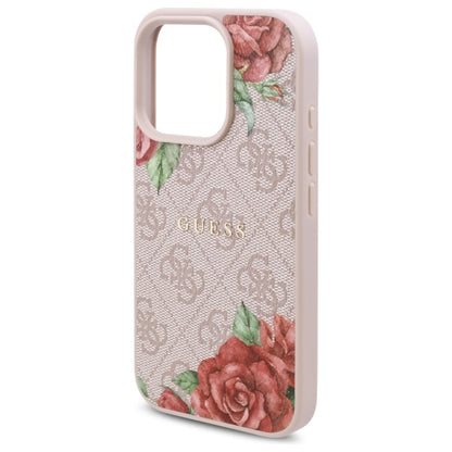 Калъф MagSafe за Apple iPhone 16 Pro Max, Guess, 4G Flowers Print, Розов